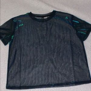 Sheer top/ blue green black